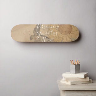 CUSTOM Nostalgic Sunflower & Bird Art Print  Skateboard