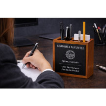Custom Notary Desk Organiser Black White Minimal