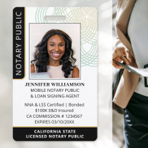 Custom Notary Public ID Photo Badge | Black