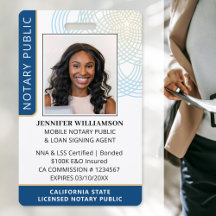 Custom Notary Public ID Photo Badge | Navy Blue