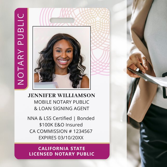 Custom Notary Public ID Photo Badge | Pink (Creator Uploaded)