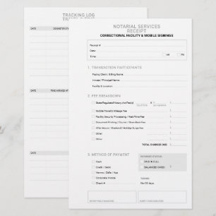 Custom Notary Public Jail Signing Invoice Receipt Stationery