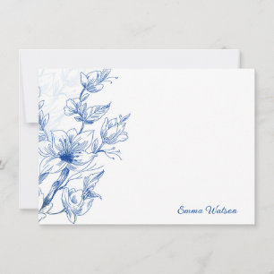 Custom Note Card-Blue Magnolia Card