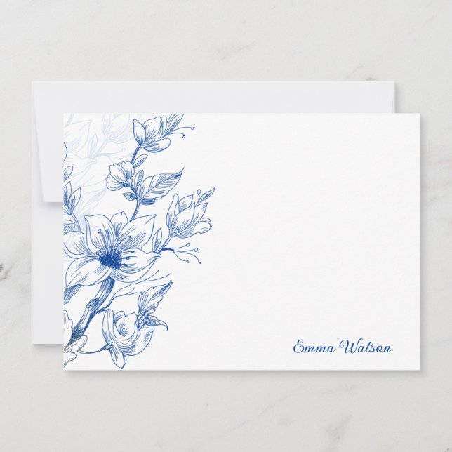 Custom Note Card-Blue Magnolia Card (Front)