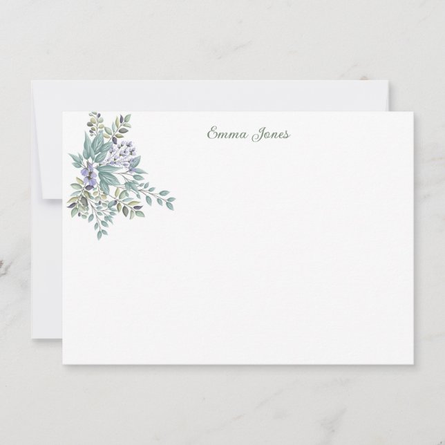 Custom Note Card-Botanical Floral  Card (Front)