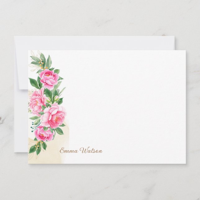 Custom Note Card-Floral Peonies Card (Front)