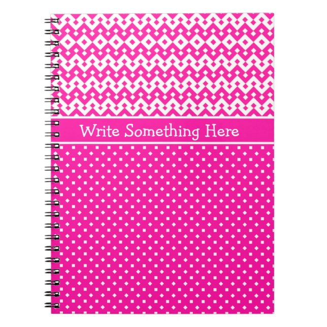 Custom Notebook: Candy Pink and White Patterns Notebook (Front)