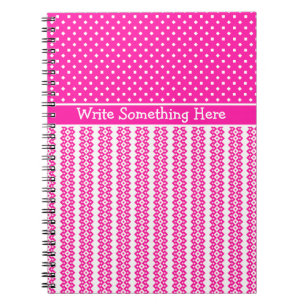 Custom Notebook: Candy Pink and White Patterns Spiral Notebook