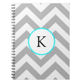 Custom Notebook - Design: Grey Chevron w/Monogram