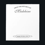 Custom notepad for home bakery From the kitchen of<br><div class="desc">Custom notepad for home bakery From the kitchen of. Personalised memo pad design with rolling pin logo. Elegant template for baking recipes,  notes,  taking orders,  shop,  office,  store etc.</div>