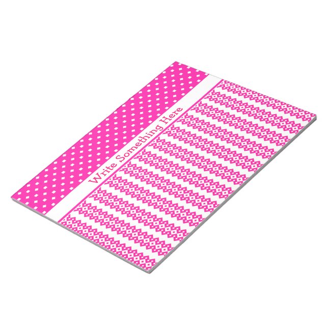Custom Notepad or Jotter: Candy Pink and White (Angled)