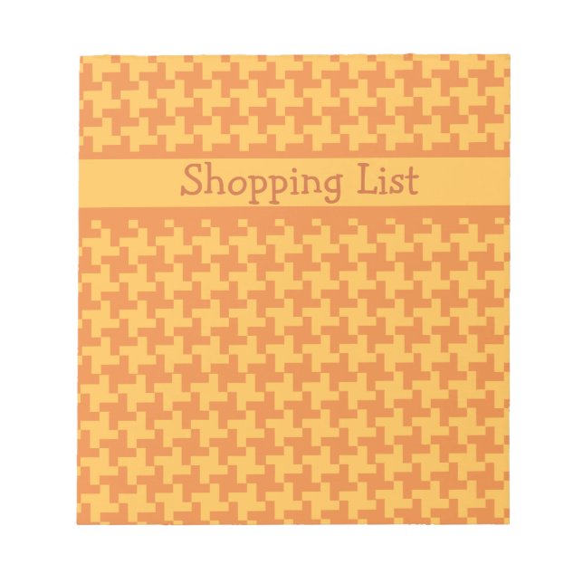 Custom Notepad or Jotter, Orange Dogstooth Check (Front)