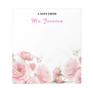 Custom Notepad with Flowers, Floral Personalised