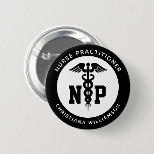 Custom NP Nurse Practitioner Graduation Caduceus 6 Cm Round Badge