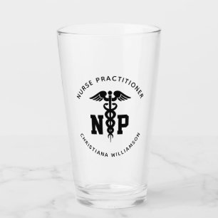 Custom NP Nurse Practitioner Graduation Caduceus Glass