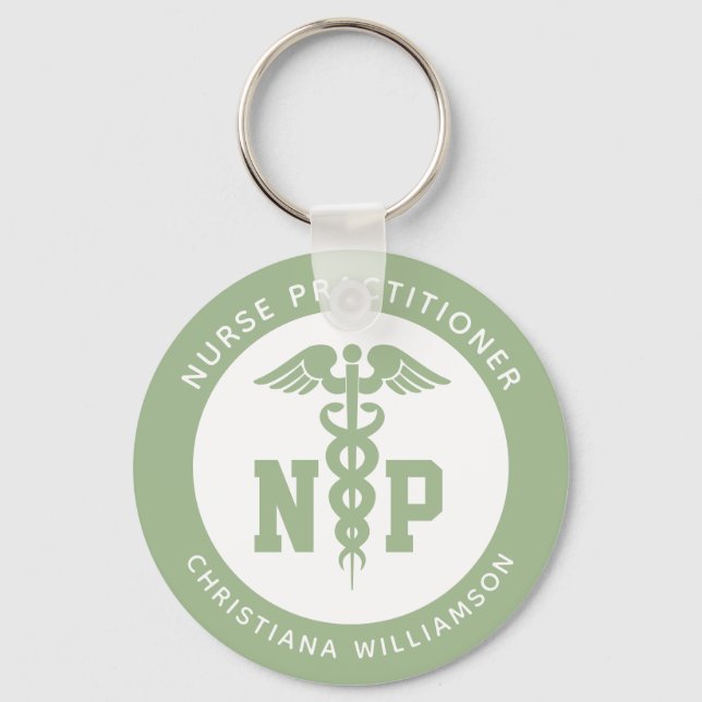 Custom NP Nurse Practitioner Graduation Caduceus Key Ring (Front)