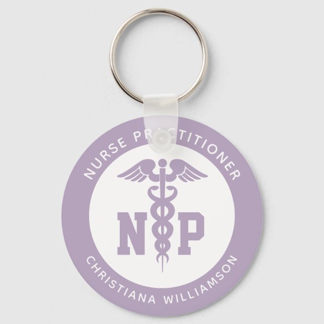 Custom NP Nurse Practitioner Graduation Caduceus Key Ring (Front)