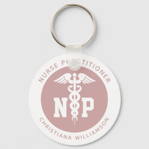 Custom NP Nurse Practitioner Graduation Caduceus Key Ring