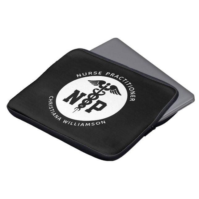 Custom NP Nurse Practitioner Graduation Caduceus Laptop Sleeve (Front Top)