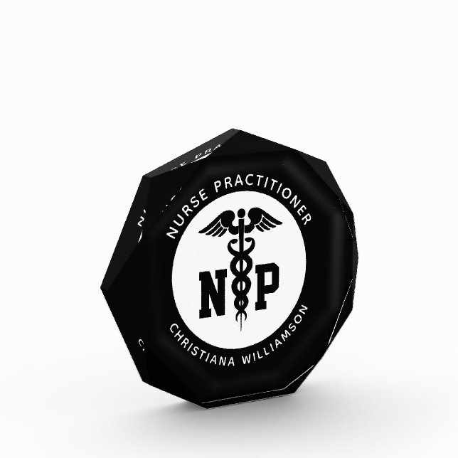 Custom NP Nurse Practitioner Graduation Caduceus Photo Block (Left)