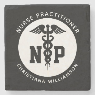 Custom NP Nurse Practitioner Graduation Caduceus Stone Coaster