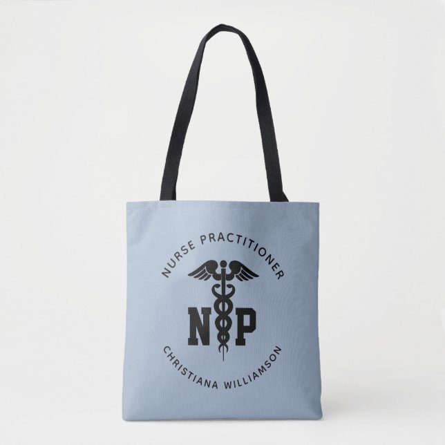 Custom NP Nurse Practitioner Graduation Caduceus Tote Bag (Front)