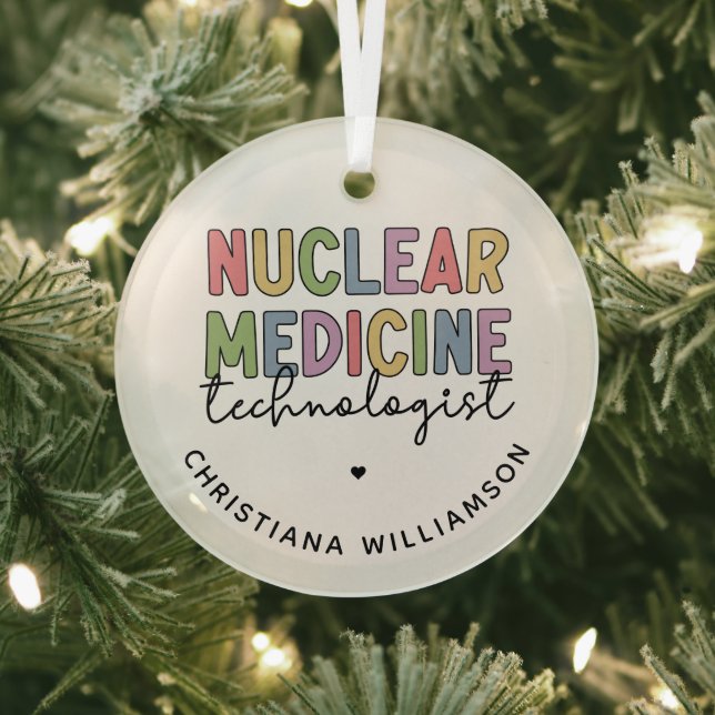 Custom Nuclear Medicine Technologist CNMT Gifts Glass Tree Decoration (Insitu)
