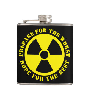 Custom nuclear symbol funny prepping quote drink hip flask