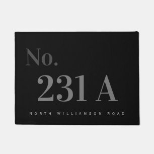 Custom Number Address Typography Gray Black Doormat