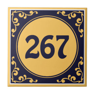 Custom number dark blue Azulejos Ceramic Tile