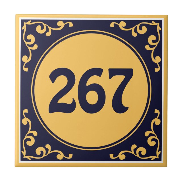 Custom number dark blue Azulejos  Ceramic Tile (Front)