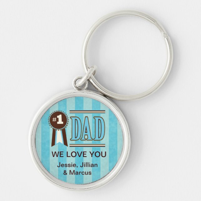 Custom Number One Dad's Father's Day Keychain (Front)