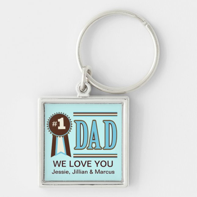 Custom Number One Dad's Father's Day Keychain (Front)