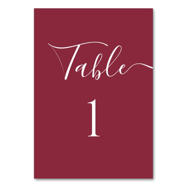 CUSTOM NUMBER - Simple Minimalist Calligraphy Table Number (Back)