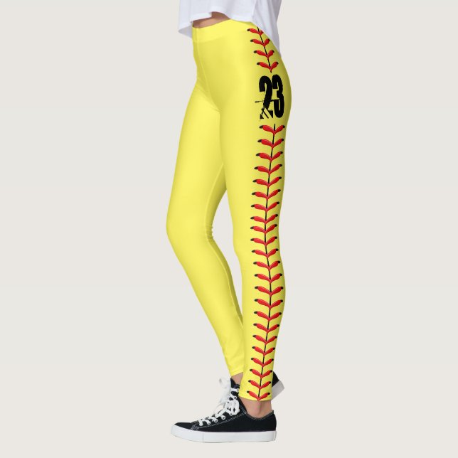 Custom Number Softball Leggings (Left)
