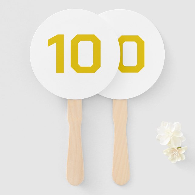 Custom Number | White Gold Event Game Score  Hand Fan (Front and Back)