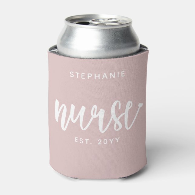 Custom Nurse Est Typography Nurse RN graduation Can Cooler (Can Front)