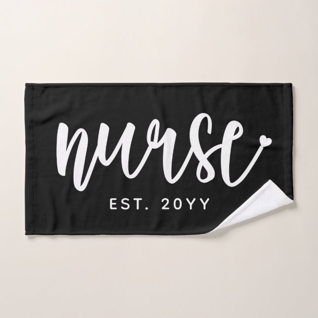 Custom Nurse Est Typography Nurse RN graduation Hand Towel (Hand Towel)