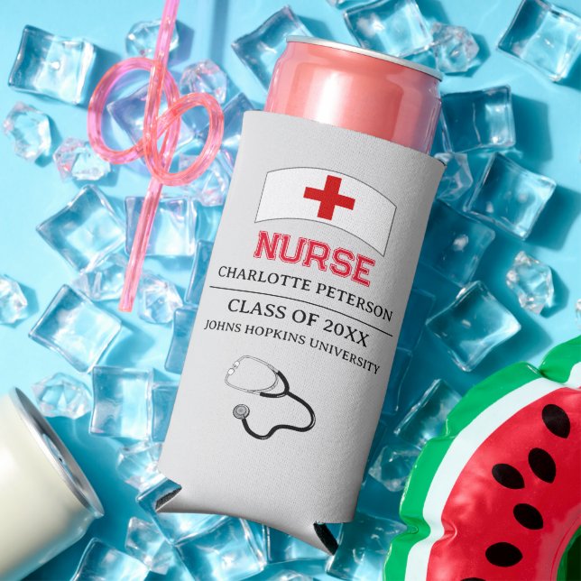 Custom Nurse Graduation Seltzer Can Cooler (In Situ Summer)