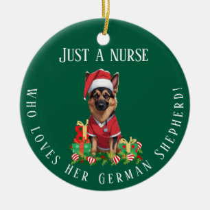 Custom Nurse Loves German Shepherd Dog Christmas Ceramic Tree Decoration