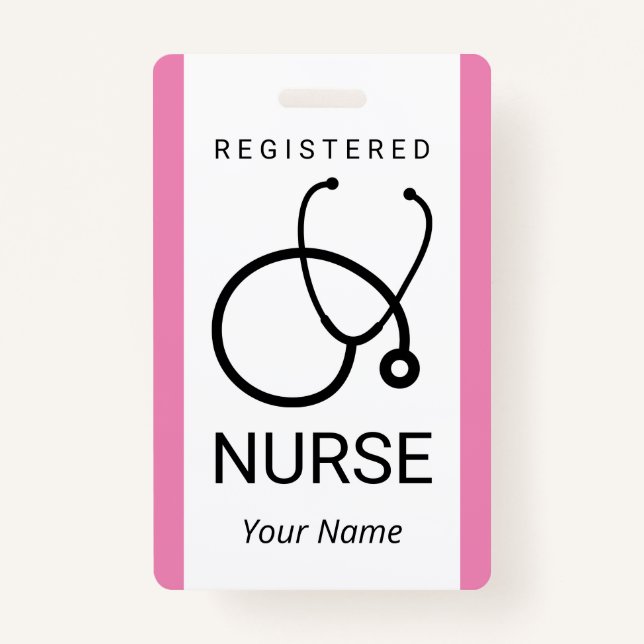 Custom nurse name badge with stethoscope image ID badge (Front)