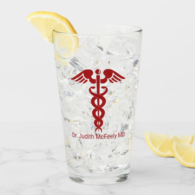 Custom Nurse or Doctor Caduceus Glass (Front Ice)