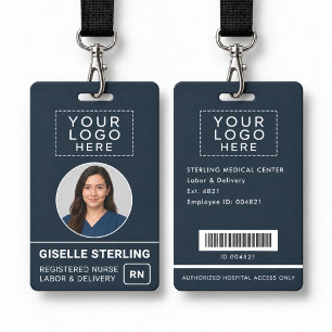 Custom Nurse Photo Logo Barcode Hospital ID Badge