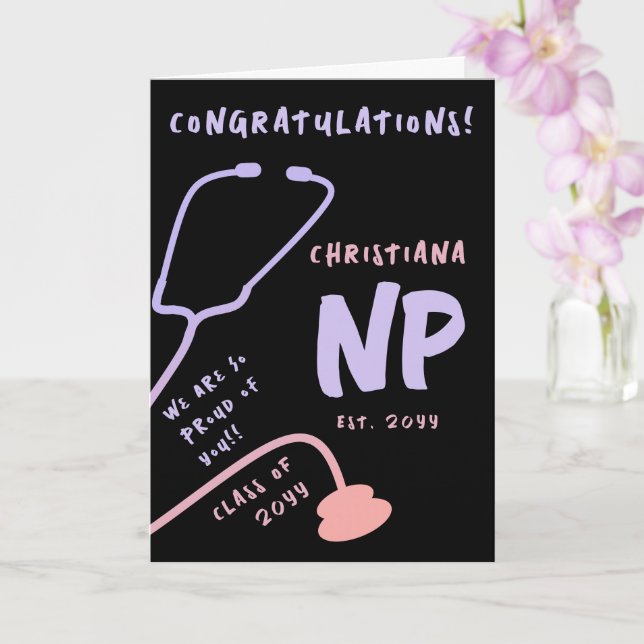 Custom Nurse Practitioner NP Graduation  Card (Orchid)
