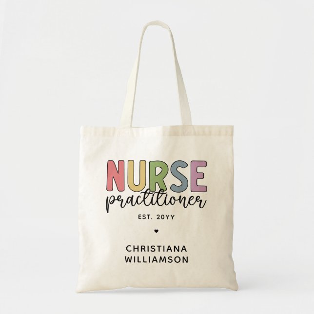 Custom Nurse Practitioner NP Nurse Graduation Tote Bag (Front)