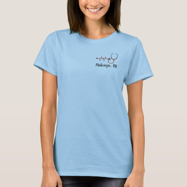 Custom Nurse Shirt with Name, RN Registered, Schoo (Front)