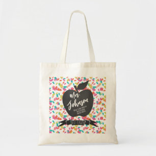 custom Nursery Teacher confetti apple Tote Bag