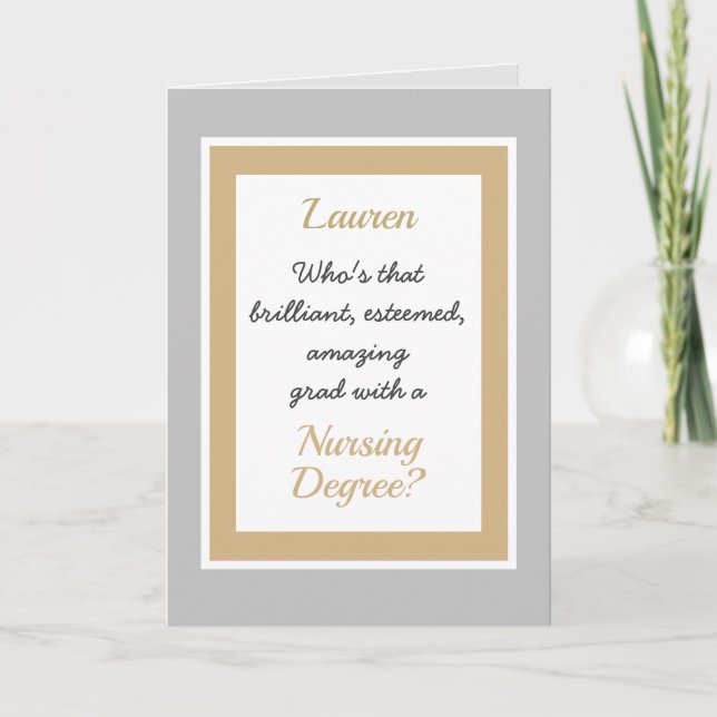 Custom Nursing degree Congratulations card (Front)