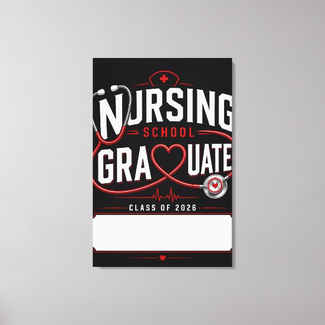 Custom Nursing Graduate 2026 Heart Gift Canvas Print (Front)