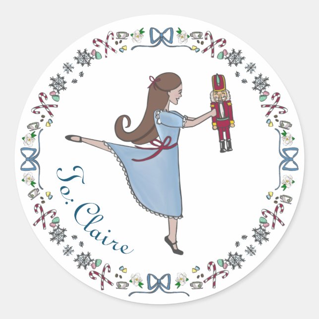 Custom Nutcracker Ballet Christmas Gift Label (Front)